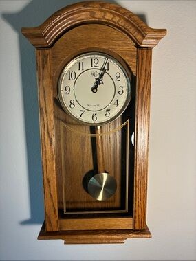 Wooden Wall Clock warm brown oak wood